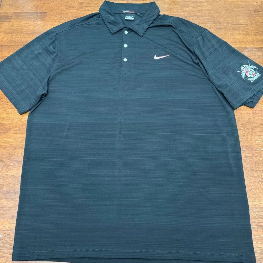 Nike Golf Polo Mens XL Black Tiger Woods Collection Dri-FIT Fort McMurray Logo